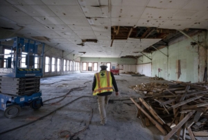 Project Superintendent Greg Estabrook walk through Storehouse 8 amidst the demo and renovation process at the old Navy Base in North Charleston on Friday, Jan. 27, 2023